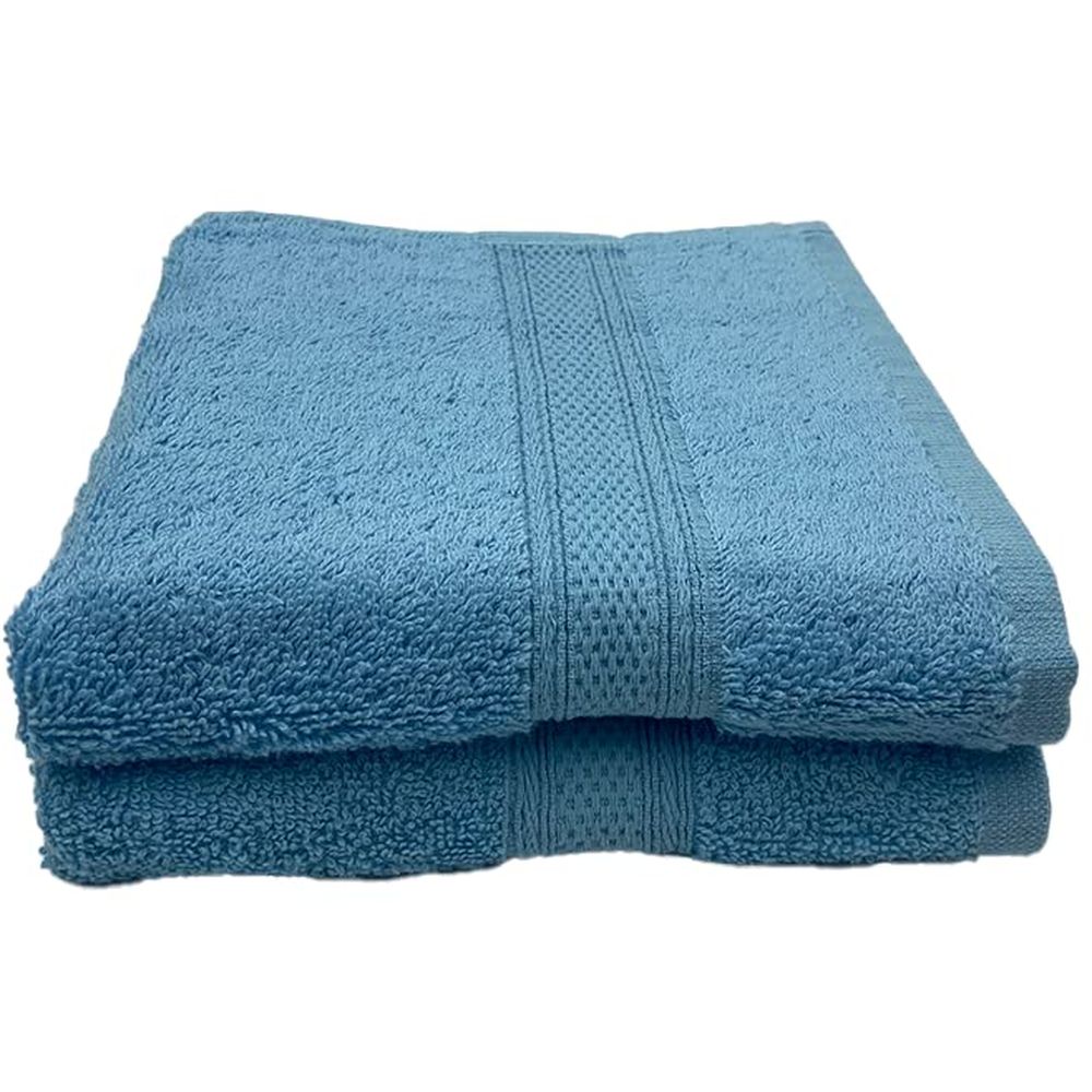 Byft - 100% Cotton Daffodil Hand Towel - 60X110Cm - Set Of 2 - Light Blue