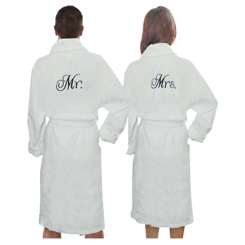 Byft - Iris Embroidered Mr. Right & Mrs. Always Right Bathrobe