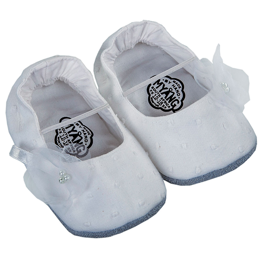 ماينج حذاء للمواليد قماش السويد أبيض