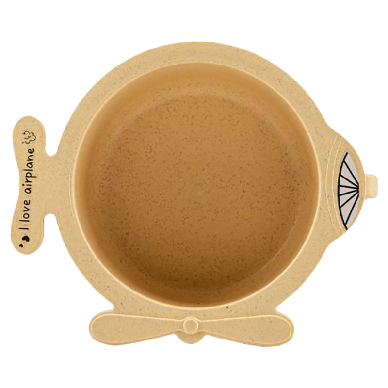 Little Angel Kids Airplane Feeding Bowl With Handle Yellow
