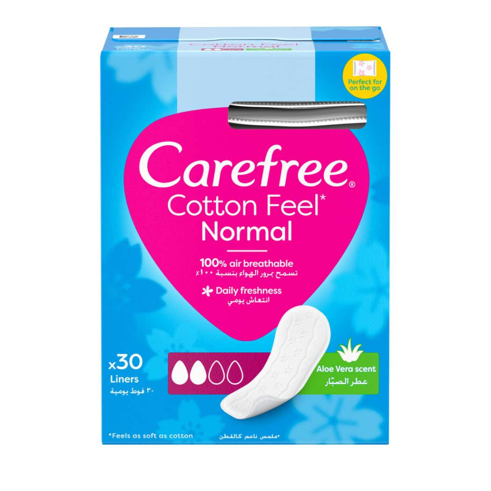 Carefree Panty Liners, Cotton, Aloe, Pack of 30