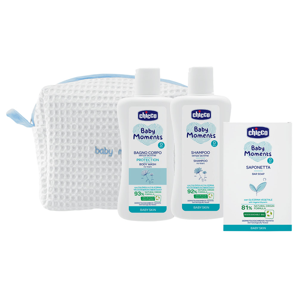 Chicco - Baby Moments Beauty Gift Bag With Zip - Light Blue