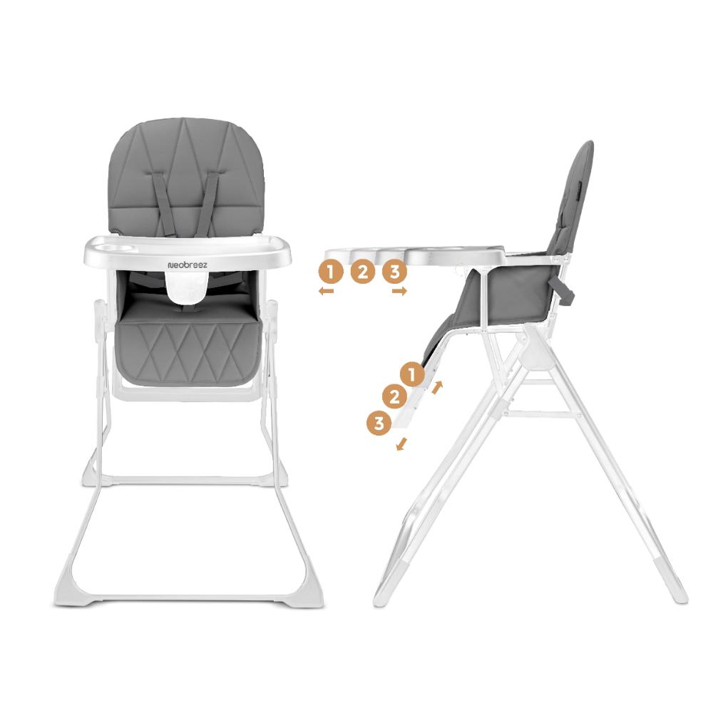 Neobreez Cris Compact Foldable Highchair For Child - Grey/White