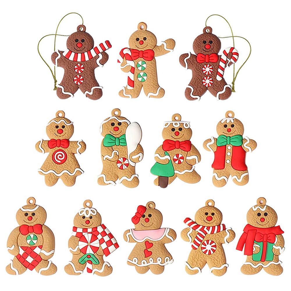 Highland - Ginger Bread Tree Ornaments - 12pc