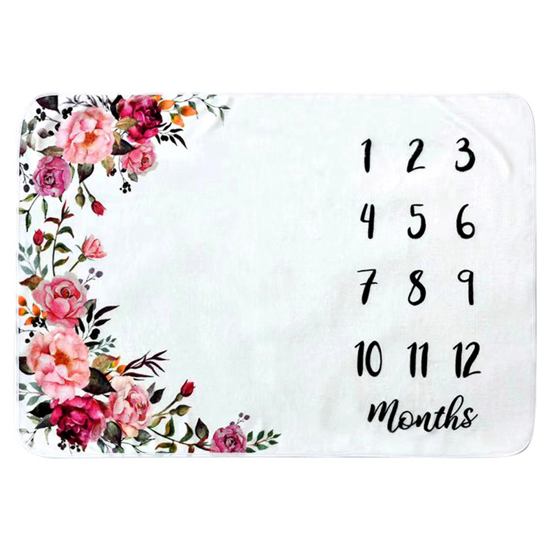 Tiny Toes - Fleece Milestone Blanket - Floral