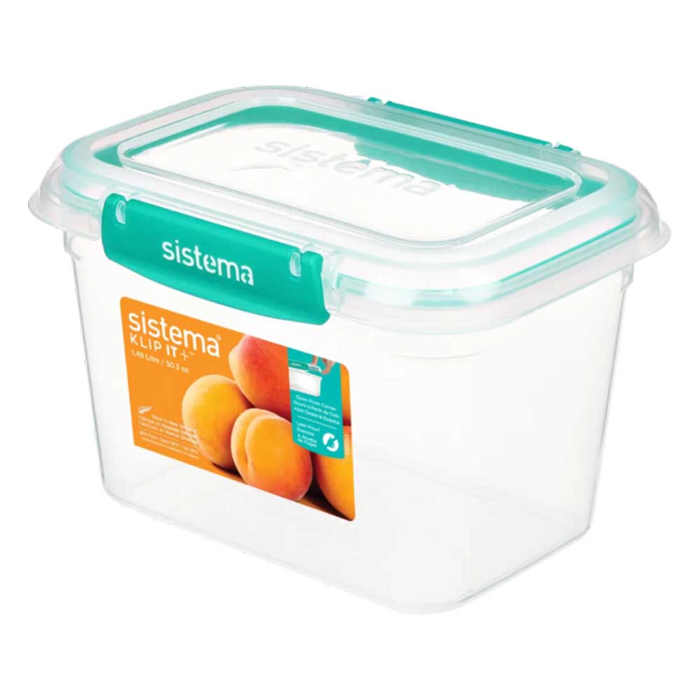 Sistema - Rectangle Klip It Plus Container - 1.49L - Minty Teal