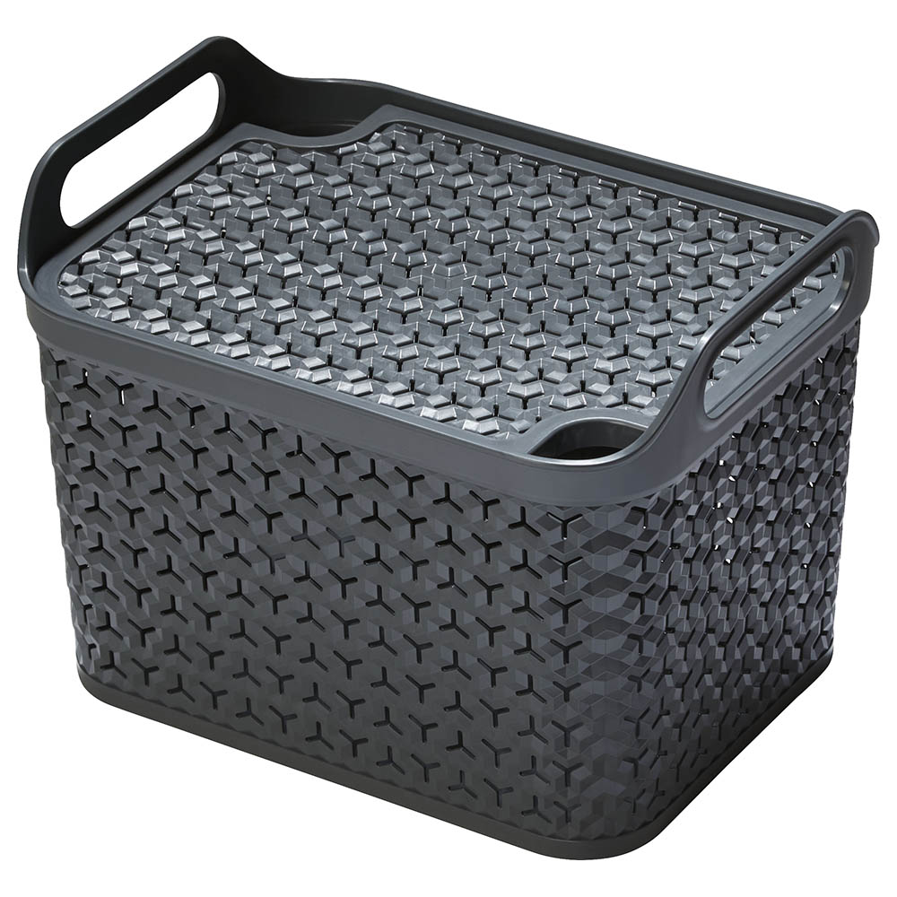 Strata - Medium Urban Store Basket 14L Stackable With Handles - Charcoal Grey