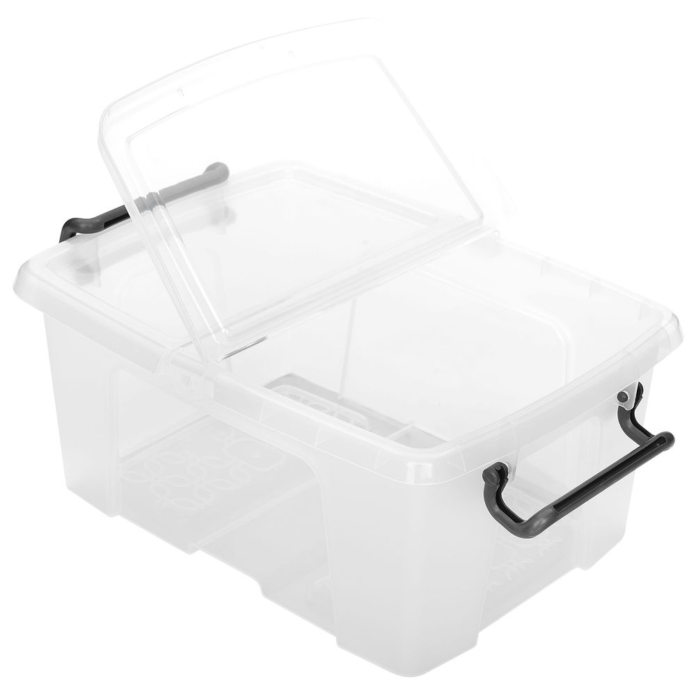 Strata - Storage Box With Lid & Handles 12L Made In UK - Clear