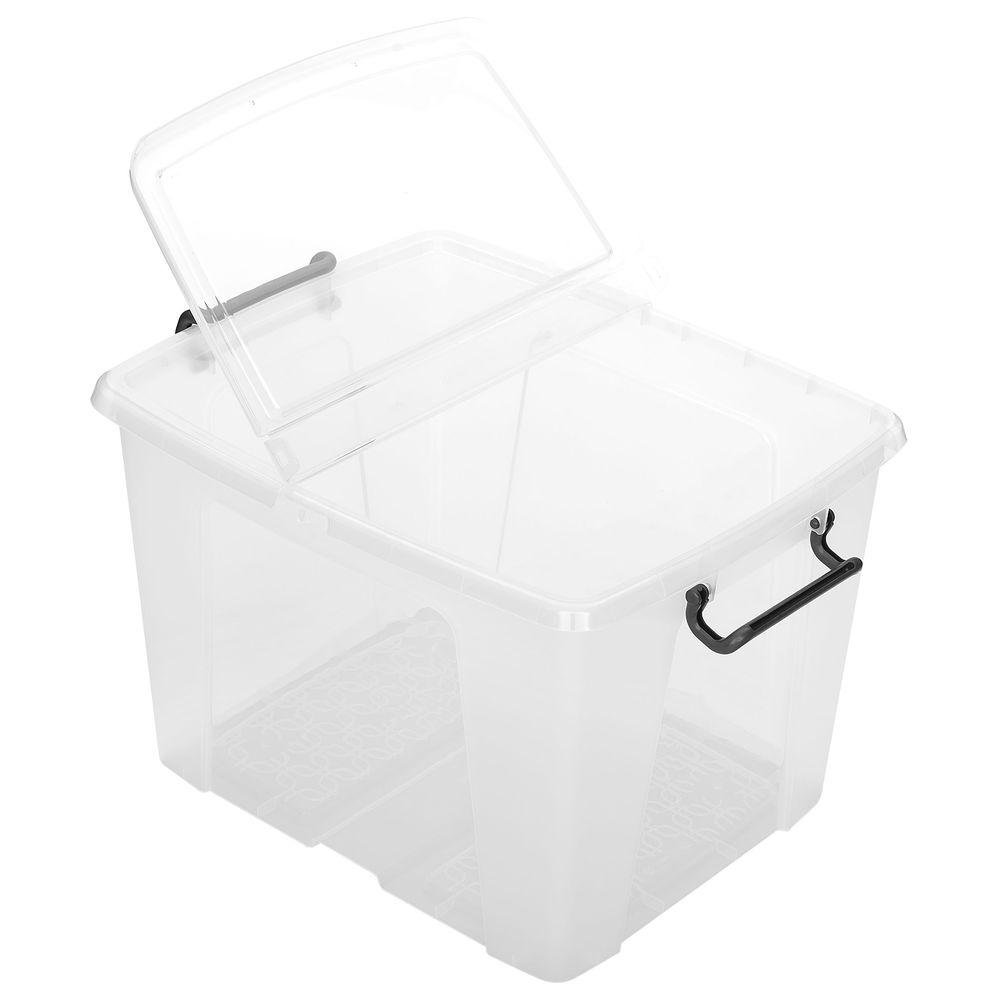 Strata - Storage Box With Lid & Handles 40L Made In UK - Clear