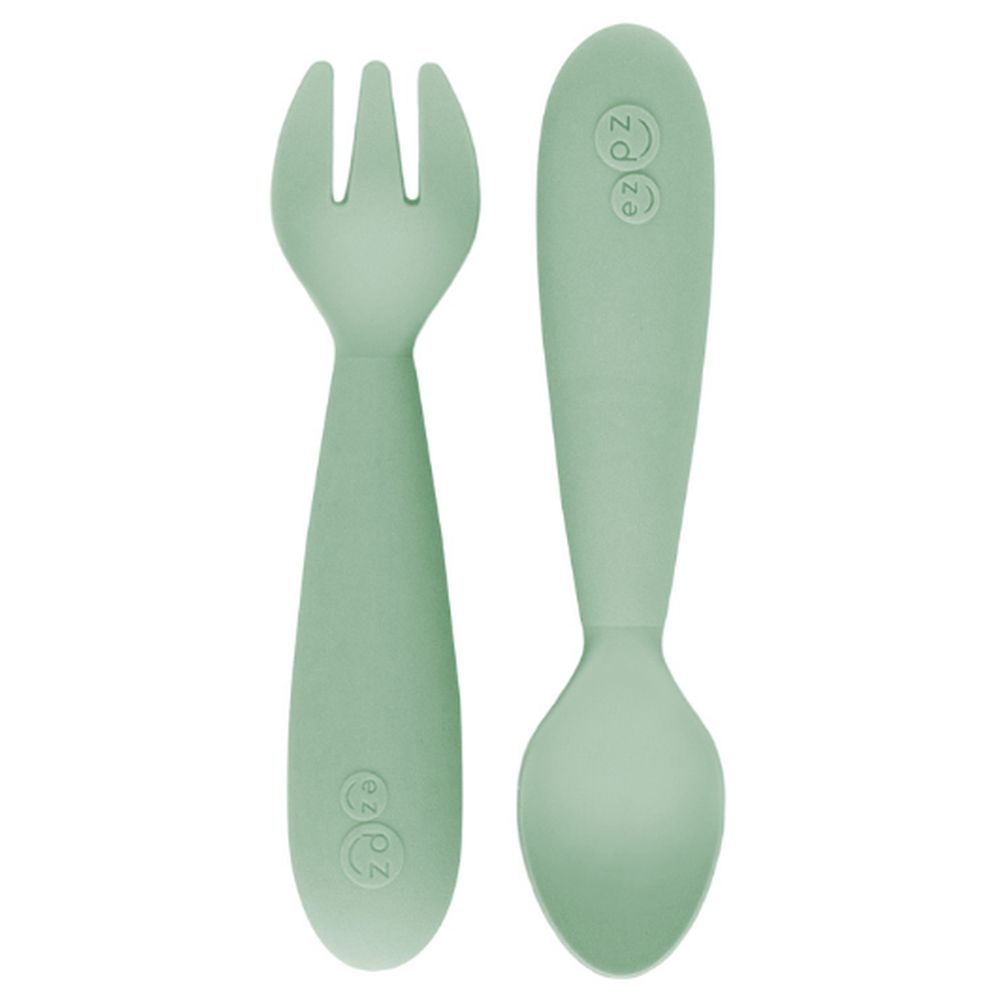Ezpz Mini Utensils (Spoon + Fork) - Sage