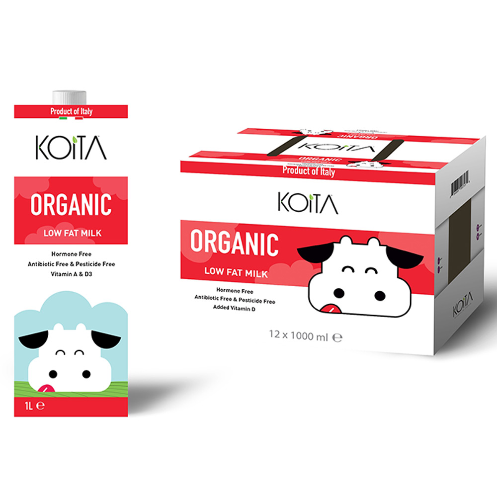 كويتا - حليب عضوي قليل الدسم 1 لتر - عدد 12