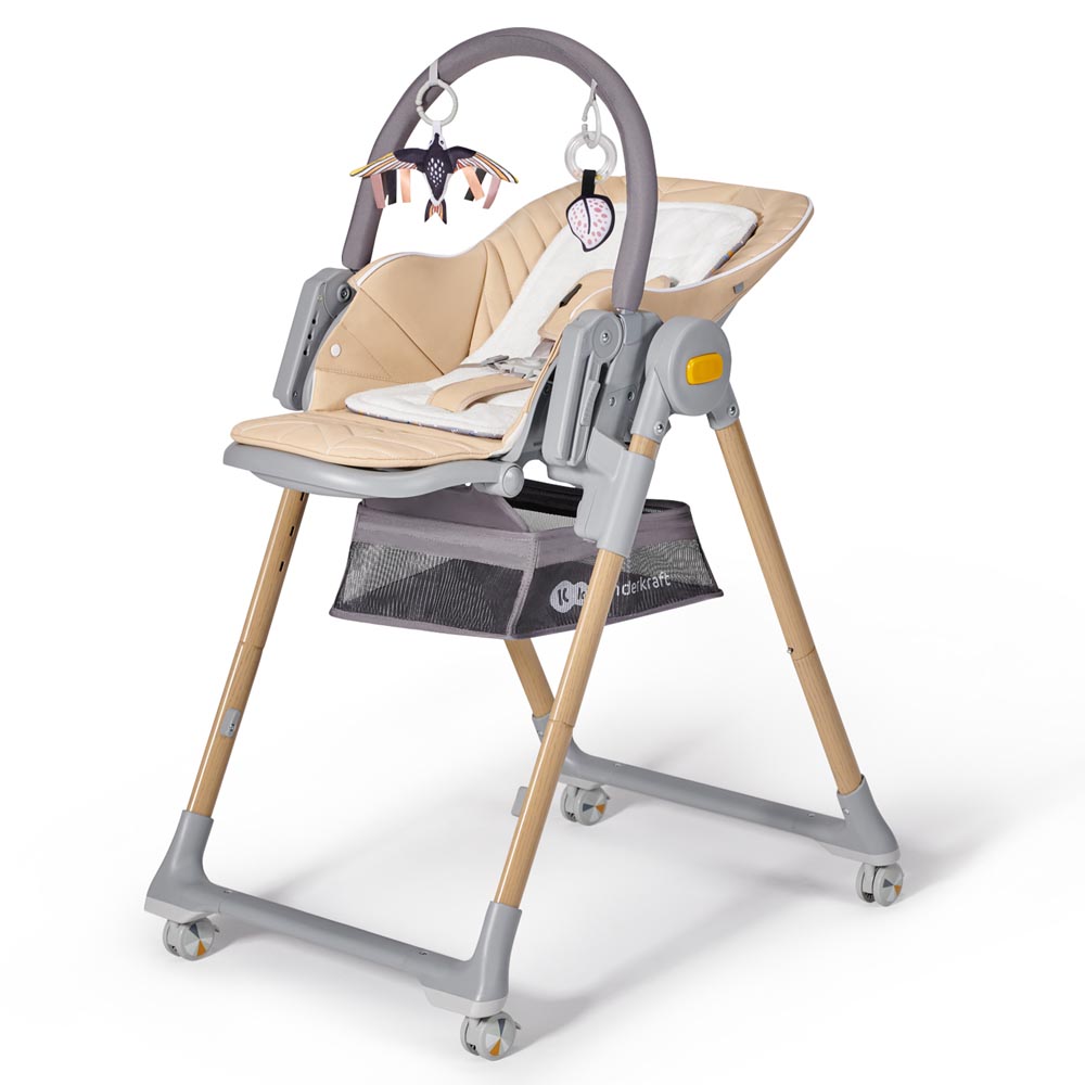 Kinderkraft - Lastree 2-in-1 Baby Bouncer Feeding High Chair 0-3Y - Wood