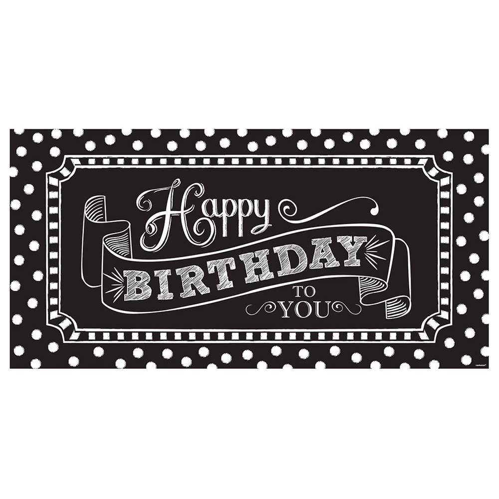 بروكوس - زينة حفلات - Happy Birthday - أسود وأبيض