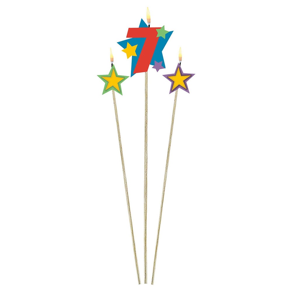 Amscan - Number 7 Star Birthday Candle - Pack Of 3