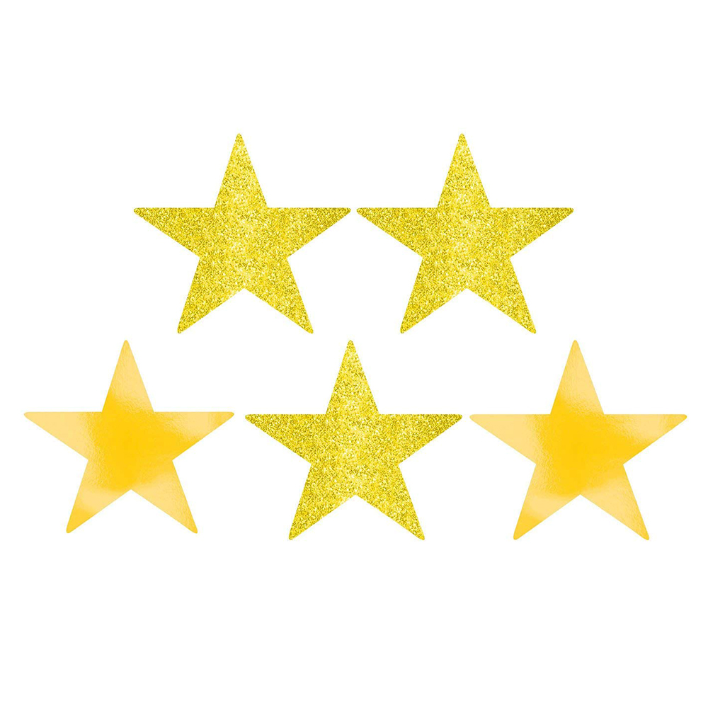 Amscan - Star Foil Cutouts 12.7cm 5pcs - Yellow Sunshine