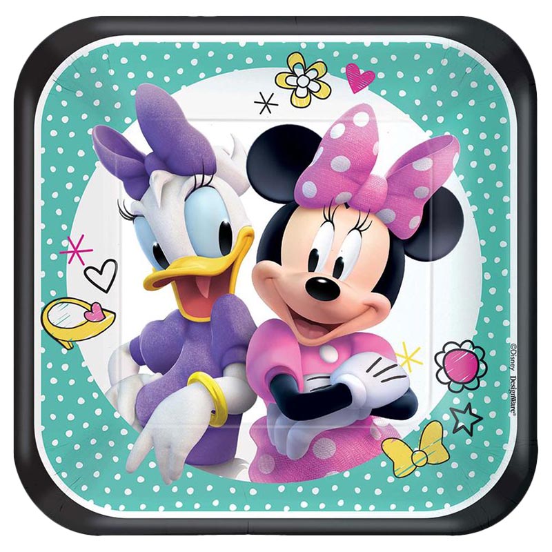 بارتي سنتر - أطباق ورقية مربعة ميني ماوس ٧ بوصة، ٨ قطع
