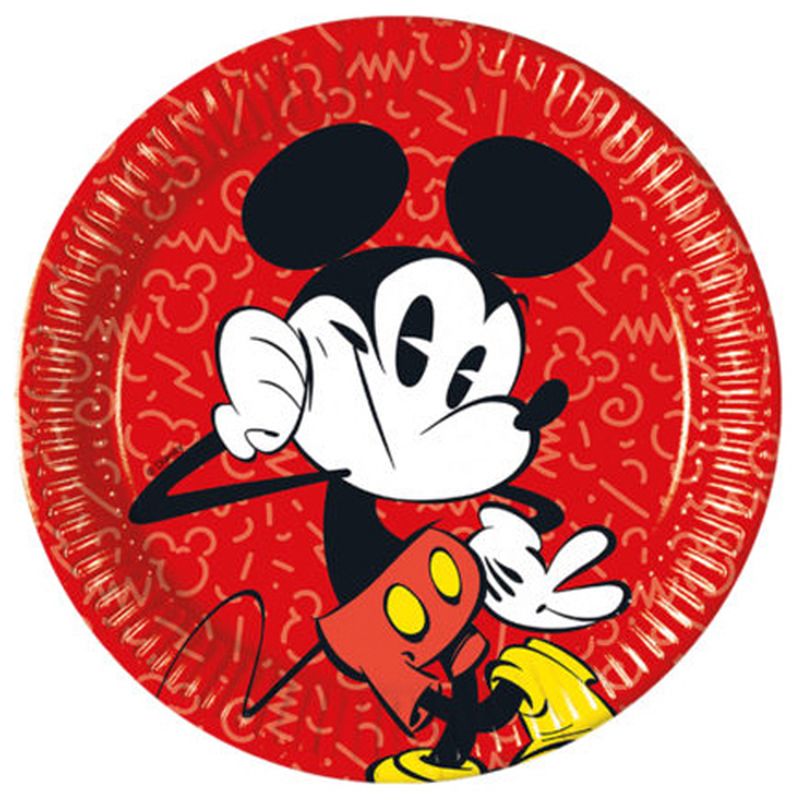 Party Centre - Mickey Super Cool Paper Plates 23cm 8pcs - Red