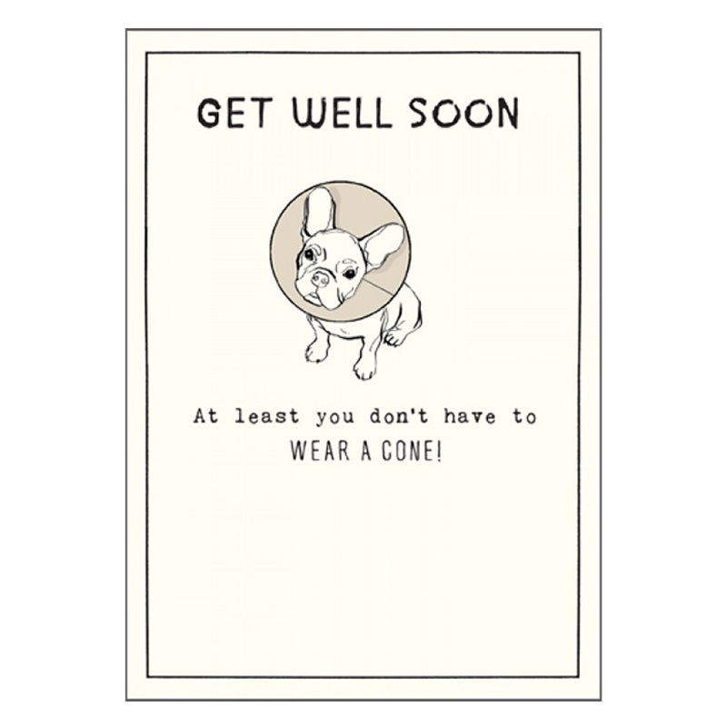 Etched - Pug Wear A Cone Birthday Card