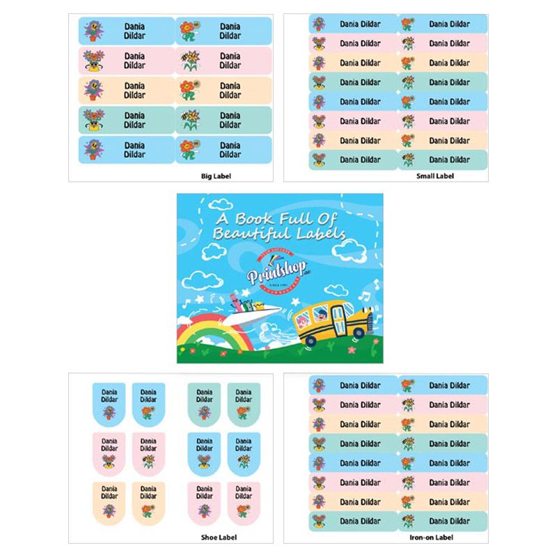 Printshop - Personalised Waterproof Labels Set - Flowers 2