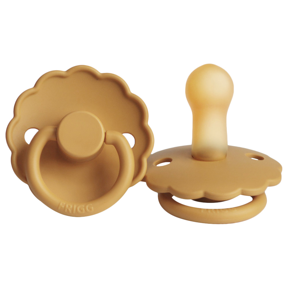 FRIGG Daisy Latex Baby Pacifier 6-18M 1-Pack Honey Gold - Size 2