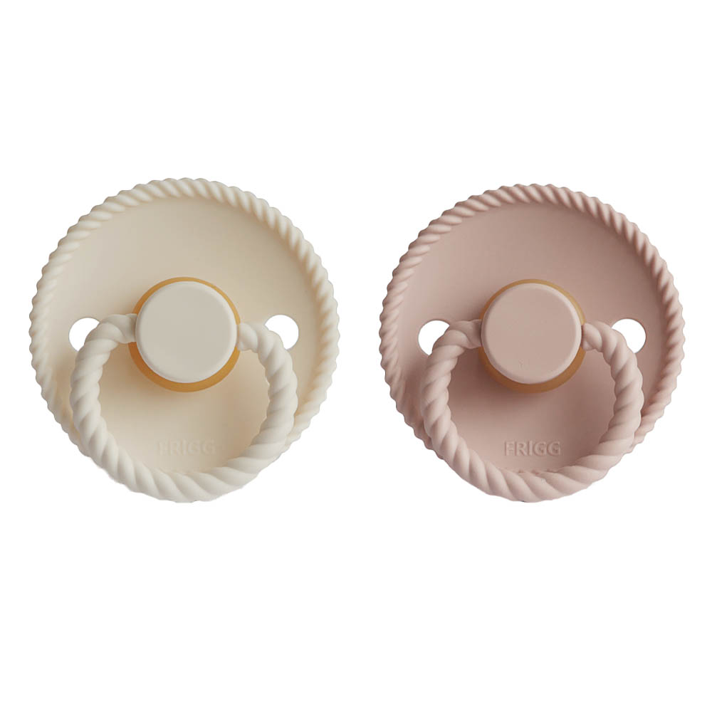 Frigg - Rope Latex Pacifier 0-6M 2-Pack S1 - Blush/Cream