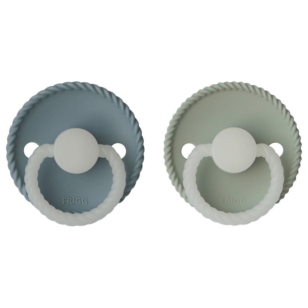 Frigg - Rope Silicone Pacifier 6-18M 2-Pack S2 - Stone Blue Night/Sage Night