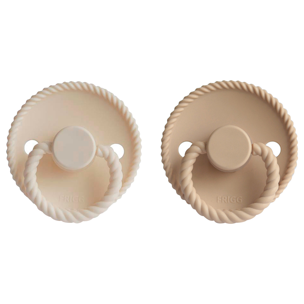FRIGG Rope Silicone Baby Pacifier 6-18M 2-Pack Cream/Croissant - Size 2
