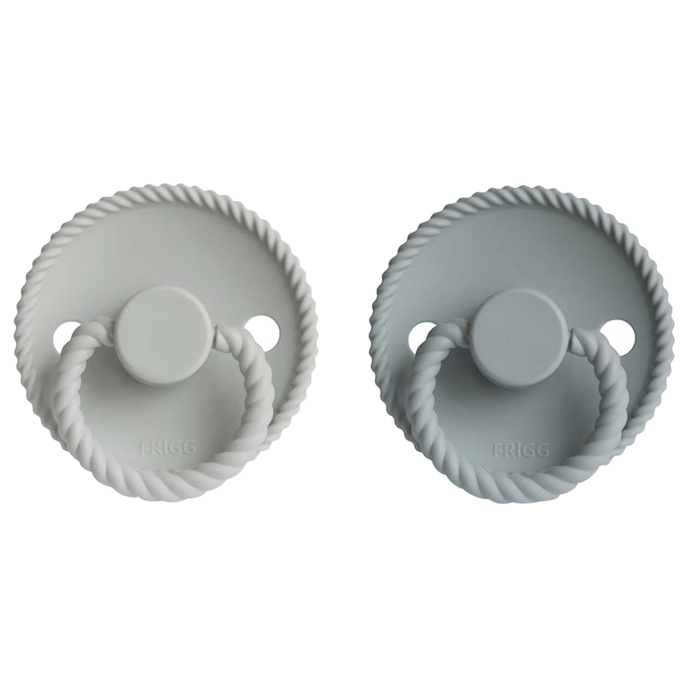 FRIGG Rope Silicone Baby Pacifier 0-6M 2-Pack French Gray/Silver Gray - Size 1
