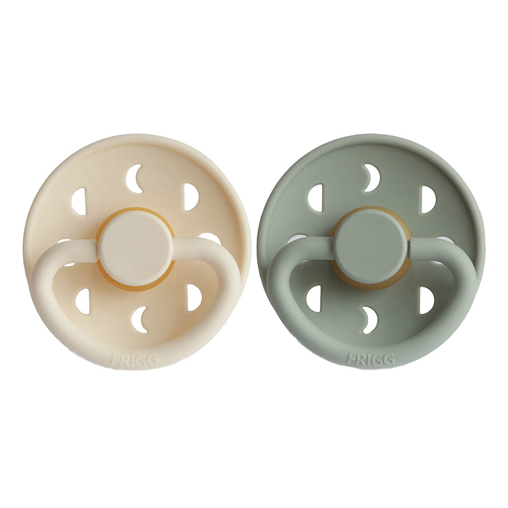 Frigg - Moon Phase Latex Pacifier 6-18M 2-Pack S2 - Cream/Sage