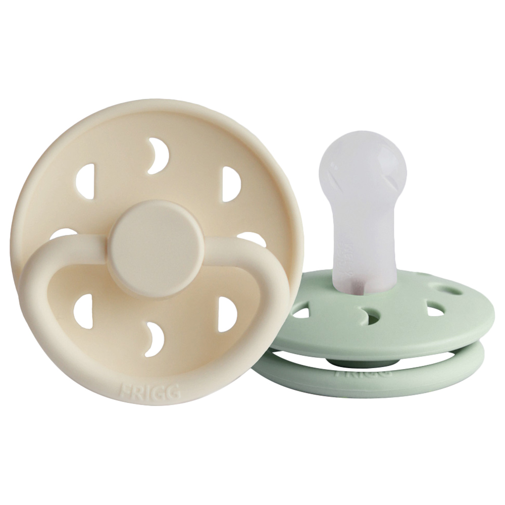 FRIGG Moon Phase Silicone Baby Pacifier 6-18M 2-Pack Cream/Sage - Size 2