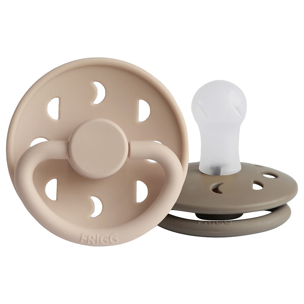 FRIGG Moon Phase Silicone Baby Pacifier 0-6M 2-Pack Croissant/Portobello - Size 1