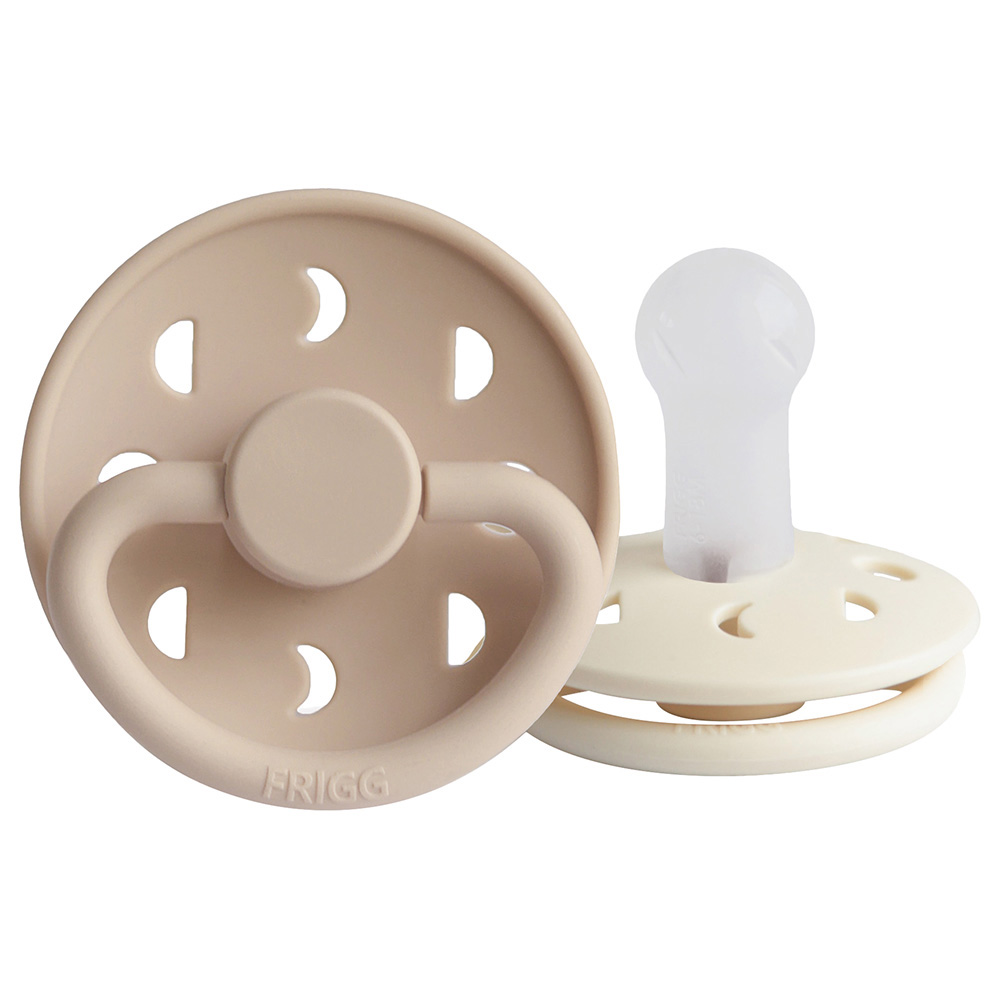 FRIGG Moon Phase Silicone Baby Pacifier 6-18M 2-Pack Cream/Croissant - Size 2