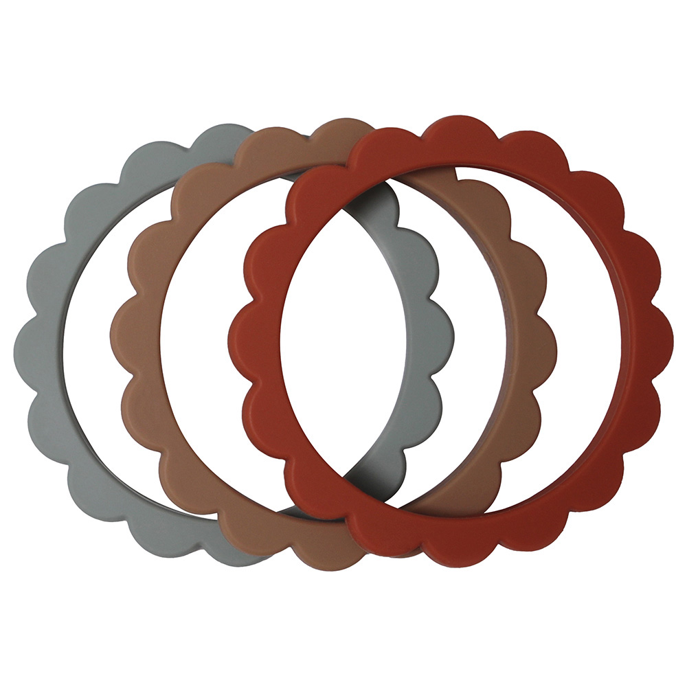 Mushie - Flower Bracelet 3-Pack - Cambridge Blue/Clementine/Natural