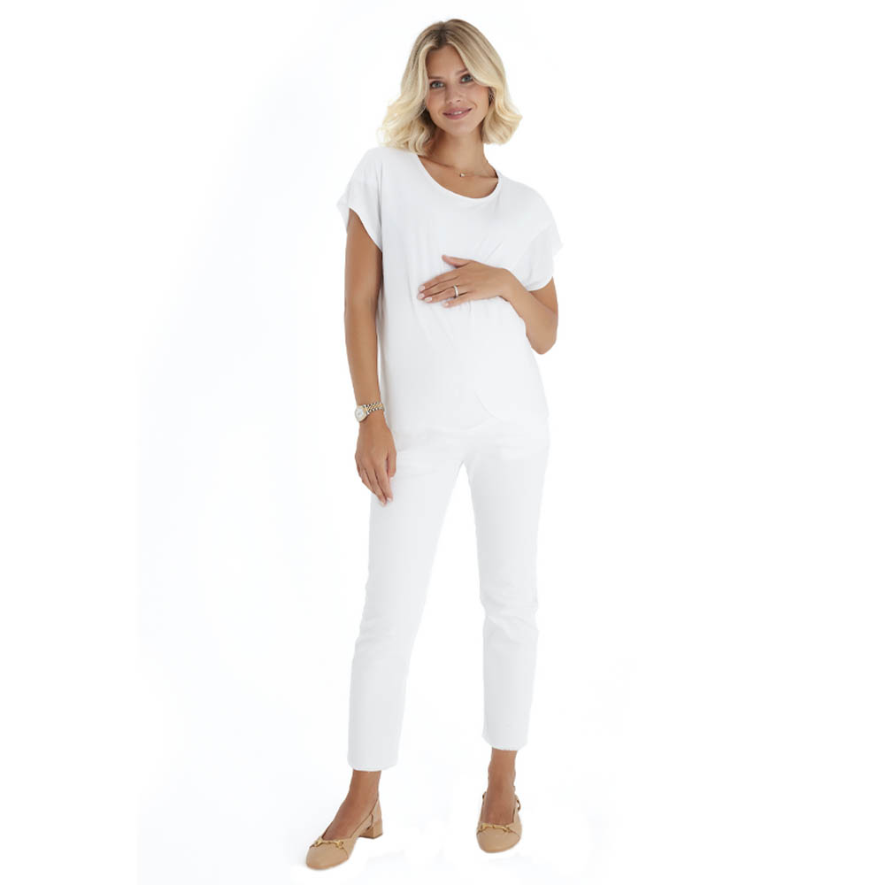 Accouchee - Graceful Non-Denim Maternity Pants - White