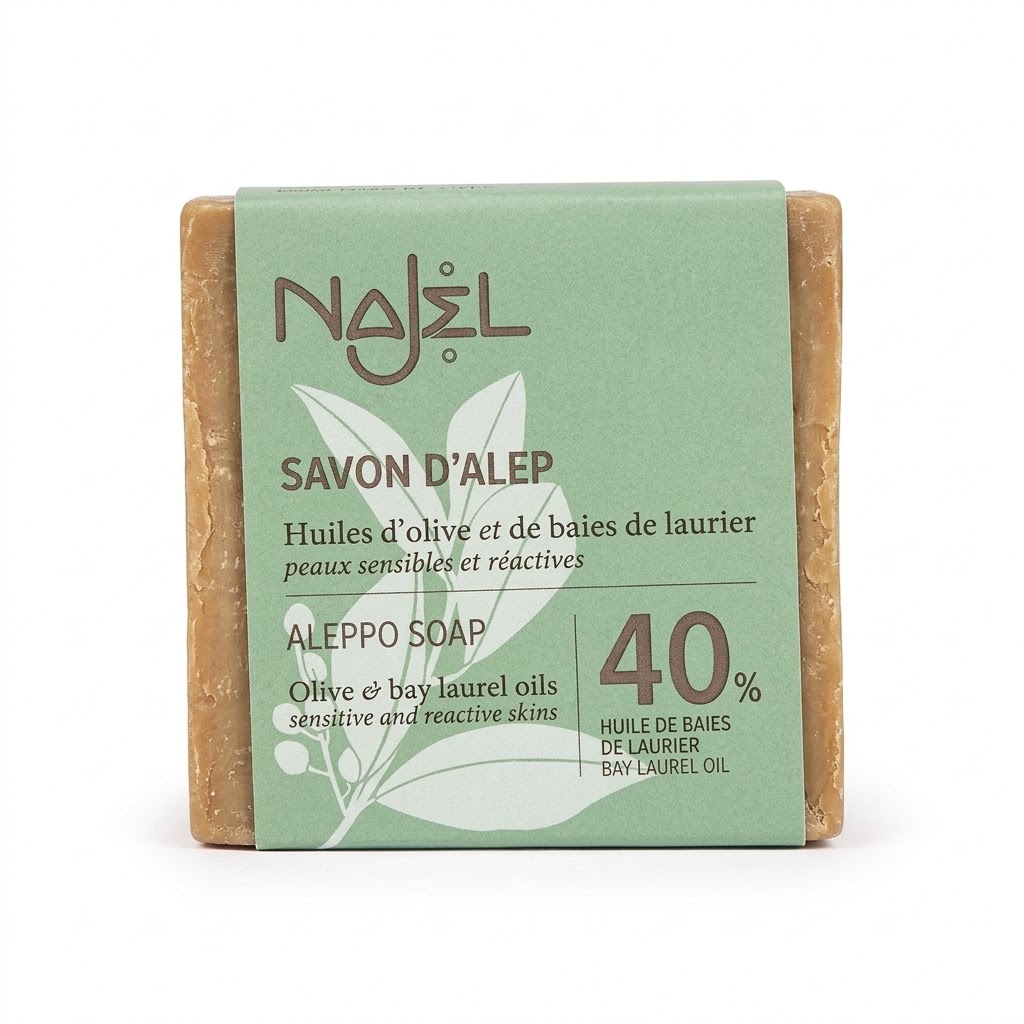 Najel Organic Skincare - Aleppo Soap Olive & Bay Laurel Oils - 40% BLO - 185g