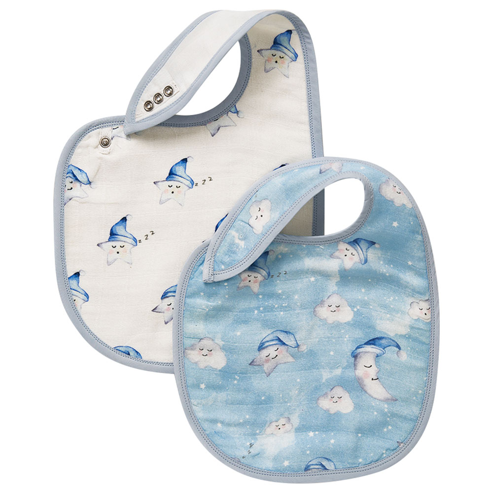 Little West Street - Celestial Blue Organic Bib Set