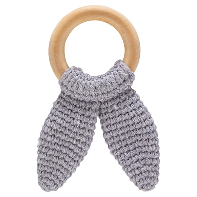 Babyjem - Amigurumi Wooden Ring Teether - Grey