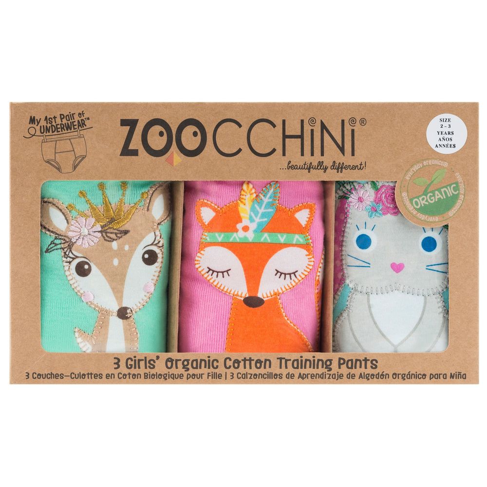 Zoocchini - Toddler Organic Potty Training Pants - Woodland Princesses - Pack of 3_2-3 yrs