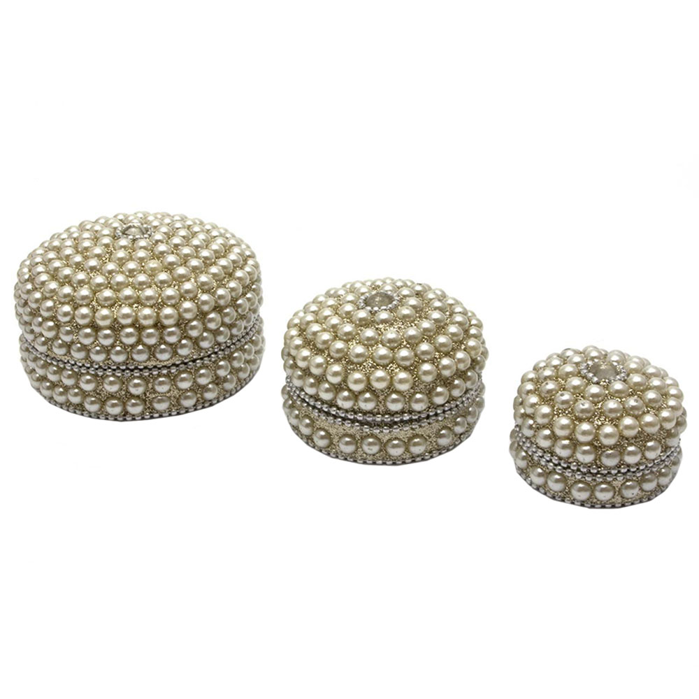 Kaf Craft Set of 3 Jewelry Boxes Handcrafted - White