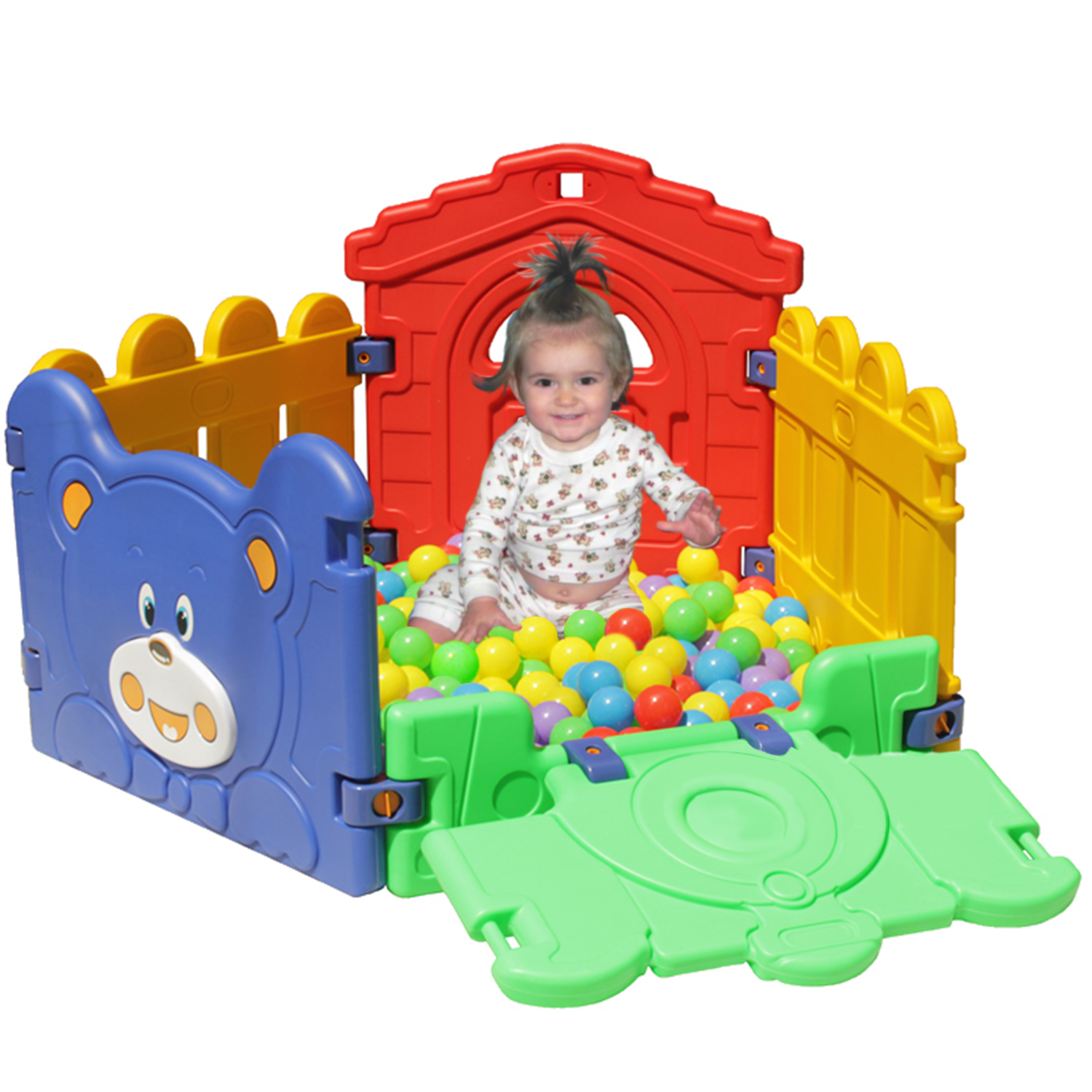 Megastar Play Pen - YellowithRed/Blue/Green