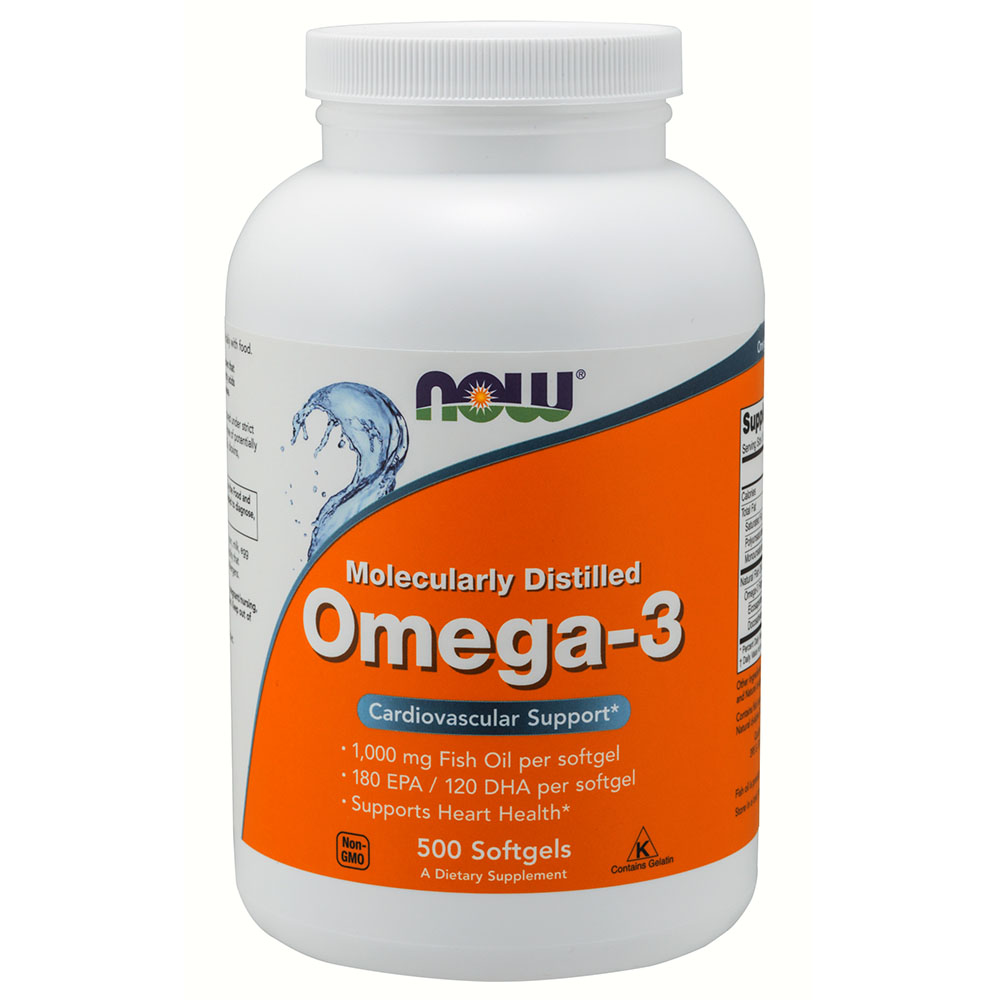 Now Foods Omega-3 1000mg Molecularly Distilled 500 Softgels