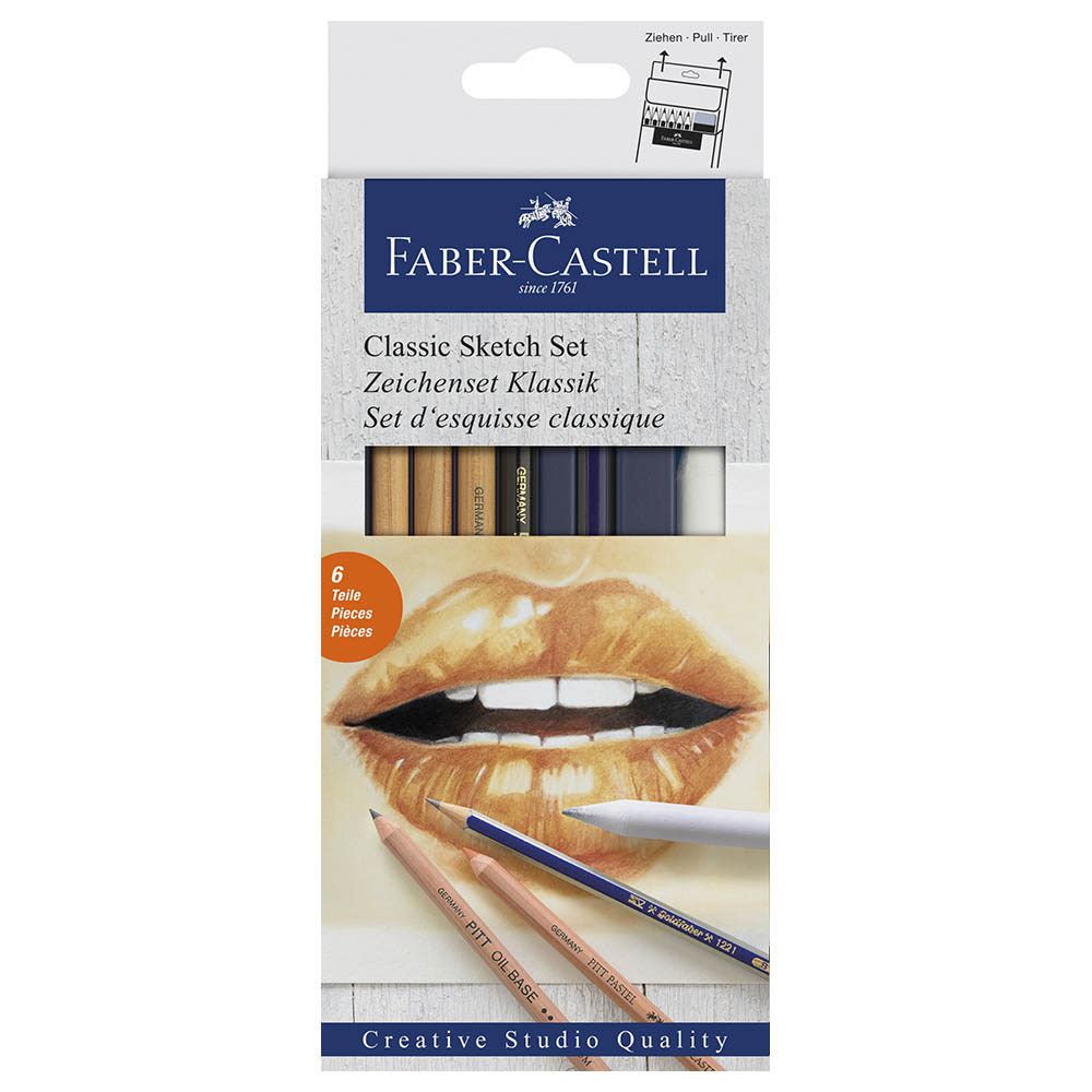 Faber-Castell - Classic Pitt Monochrome Charcoal Sketch Set - 6pcs