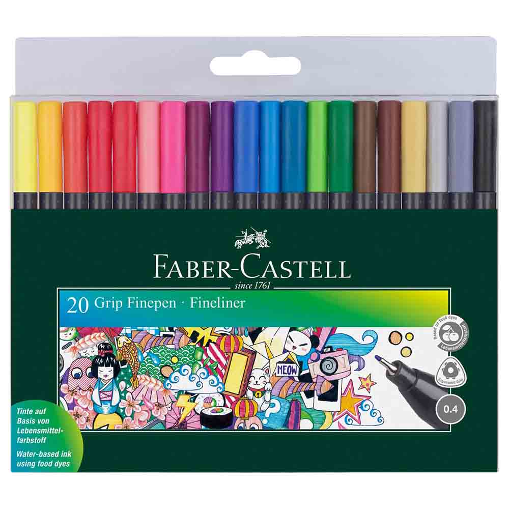 Faber-Castell - Grip Fine Pen Plastic Wallet Pack of 20