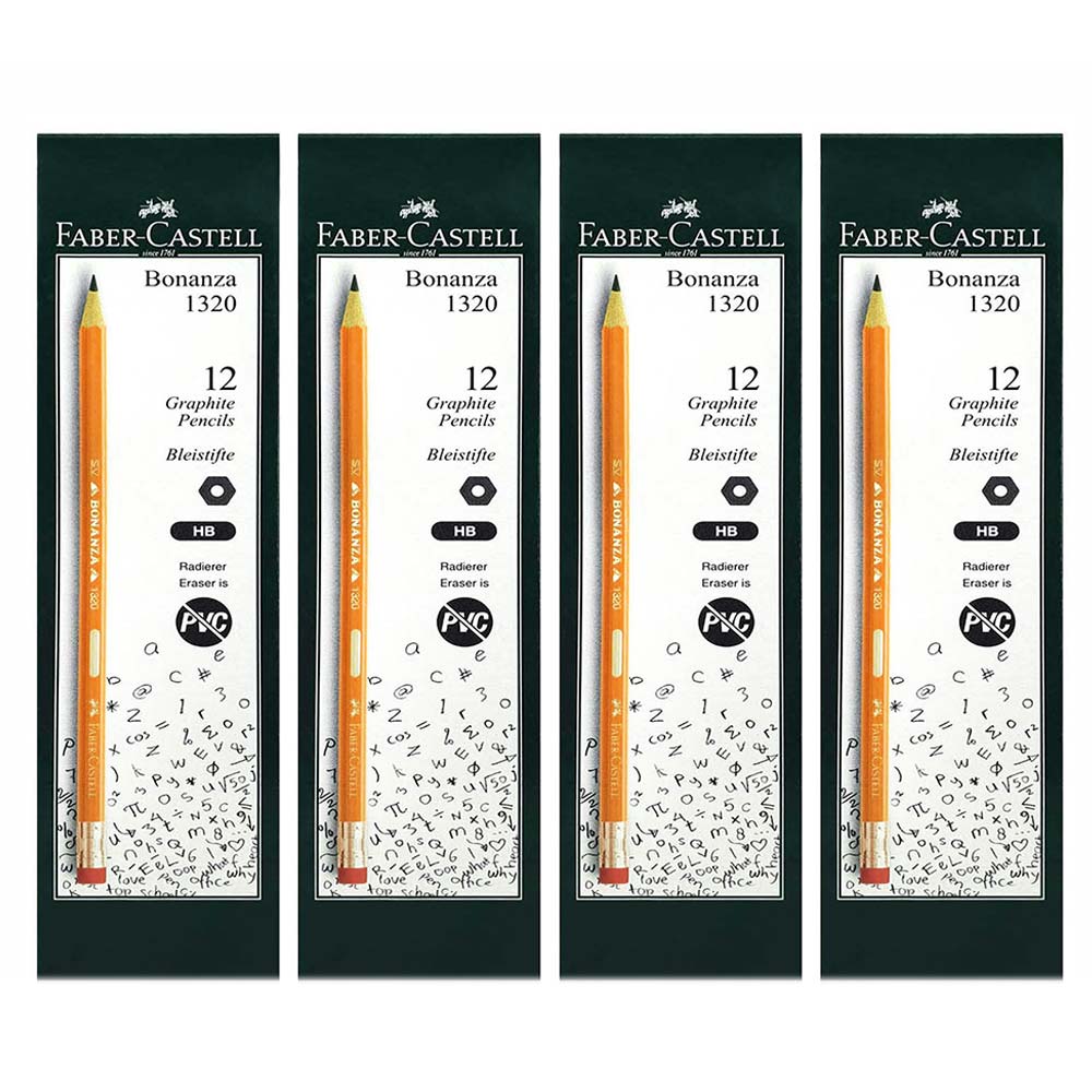 Faber-Castell - Bonanza Black Lead Pencil HB 4 x 12Pcs