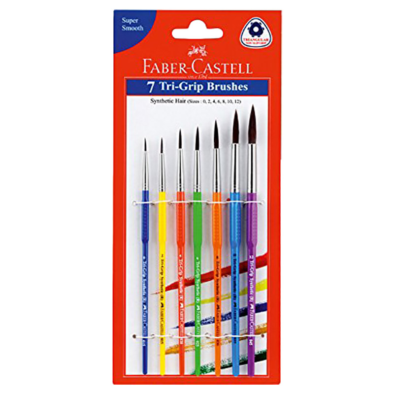 Faber-Castell - Tri Grip Paint Brushes, Round, Pack of 7