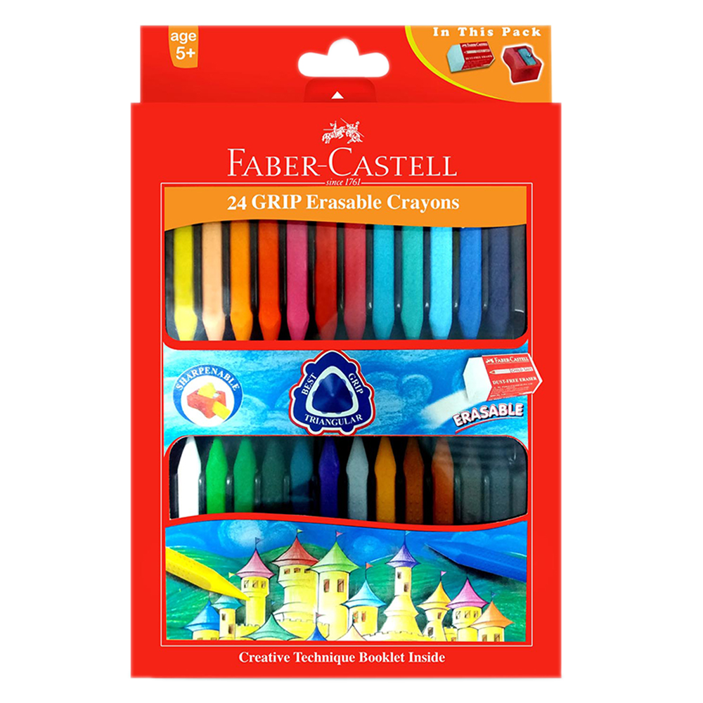Faber-Castell - Grip Erasable Crayons 90mm 24pcs