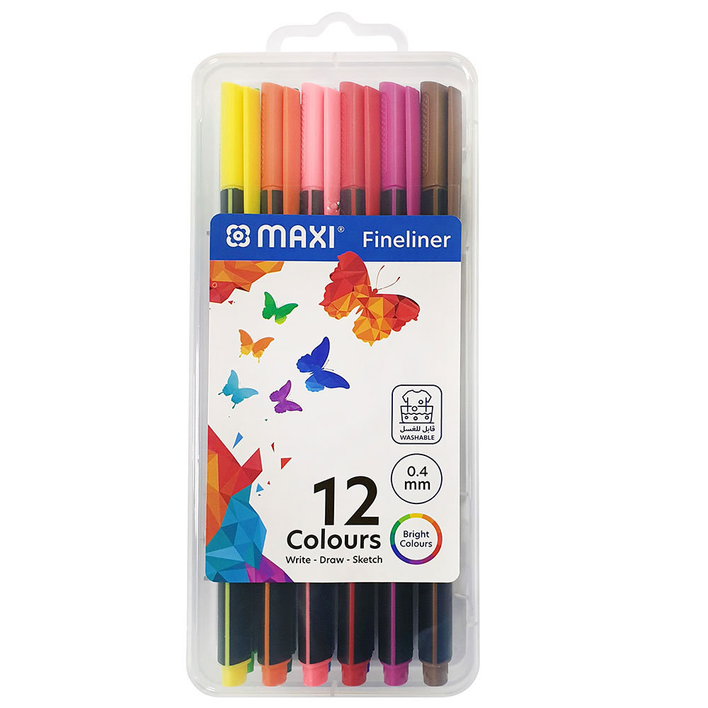 ماكسي - قلم تحديد رفيع مثلث ملون 0.4 مم - 12 قطعة