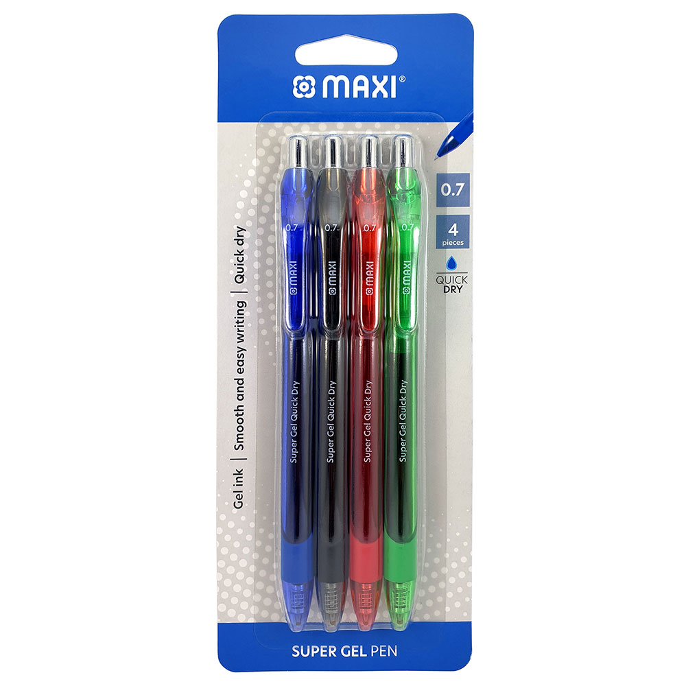 Maxi - Gel Pen 4 Colours - Blue, Black, Red & Green