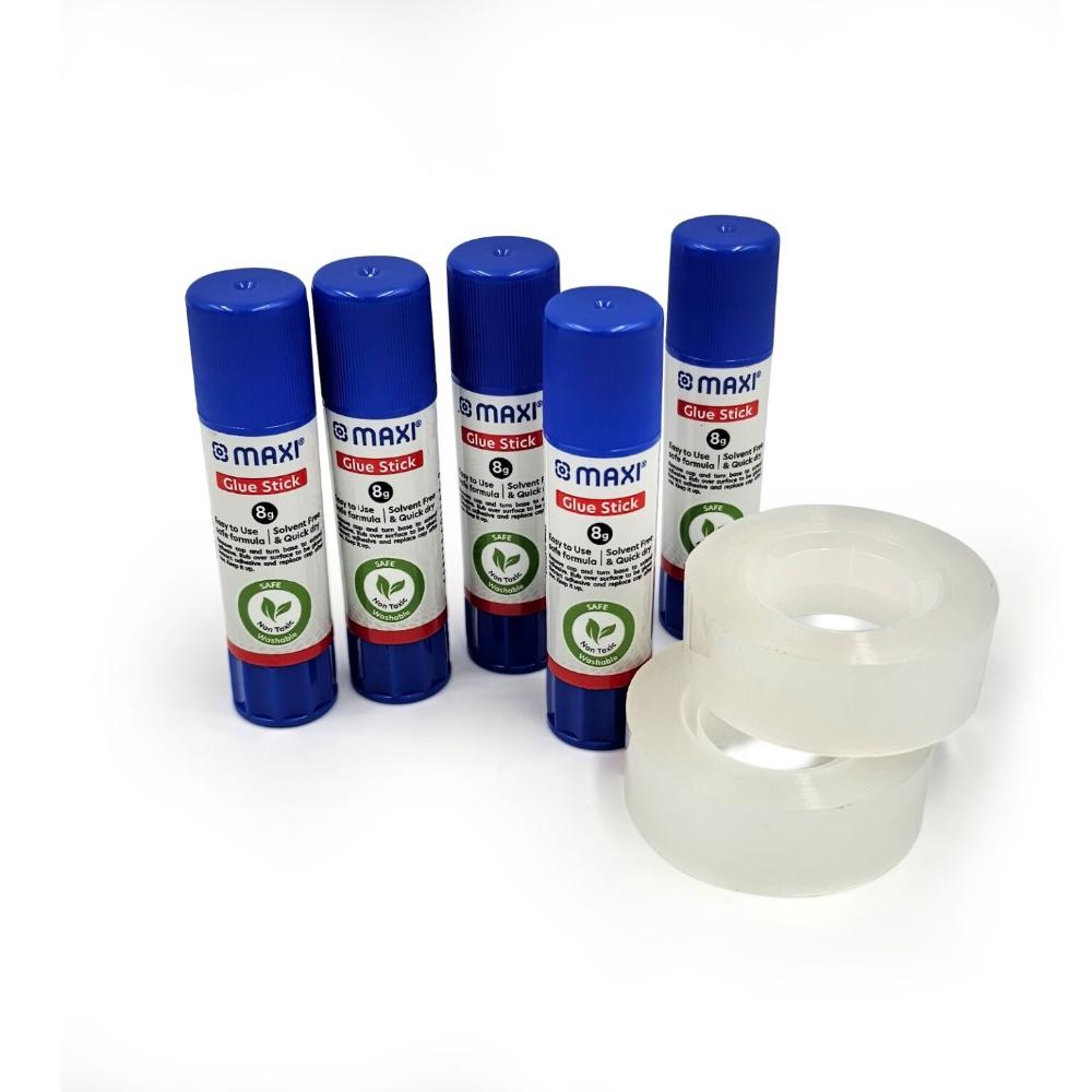 Maxi - Glue Stick 8G with Stationery Tape - 18mm - 2pcs