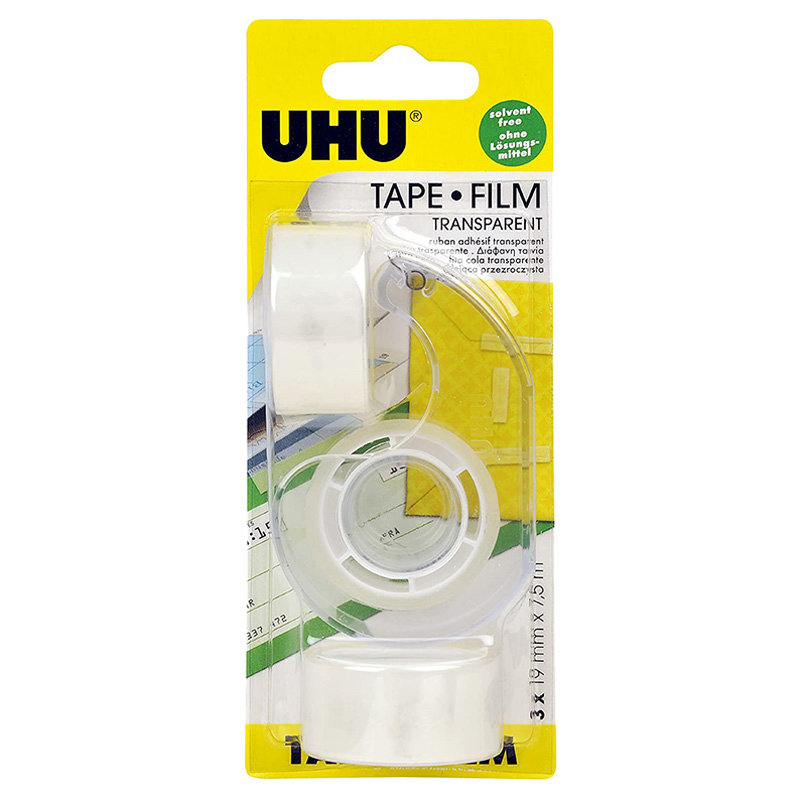 Uhu - Transparent Tape Refill 19mm 3pcs & Dispenser